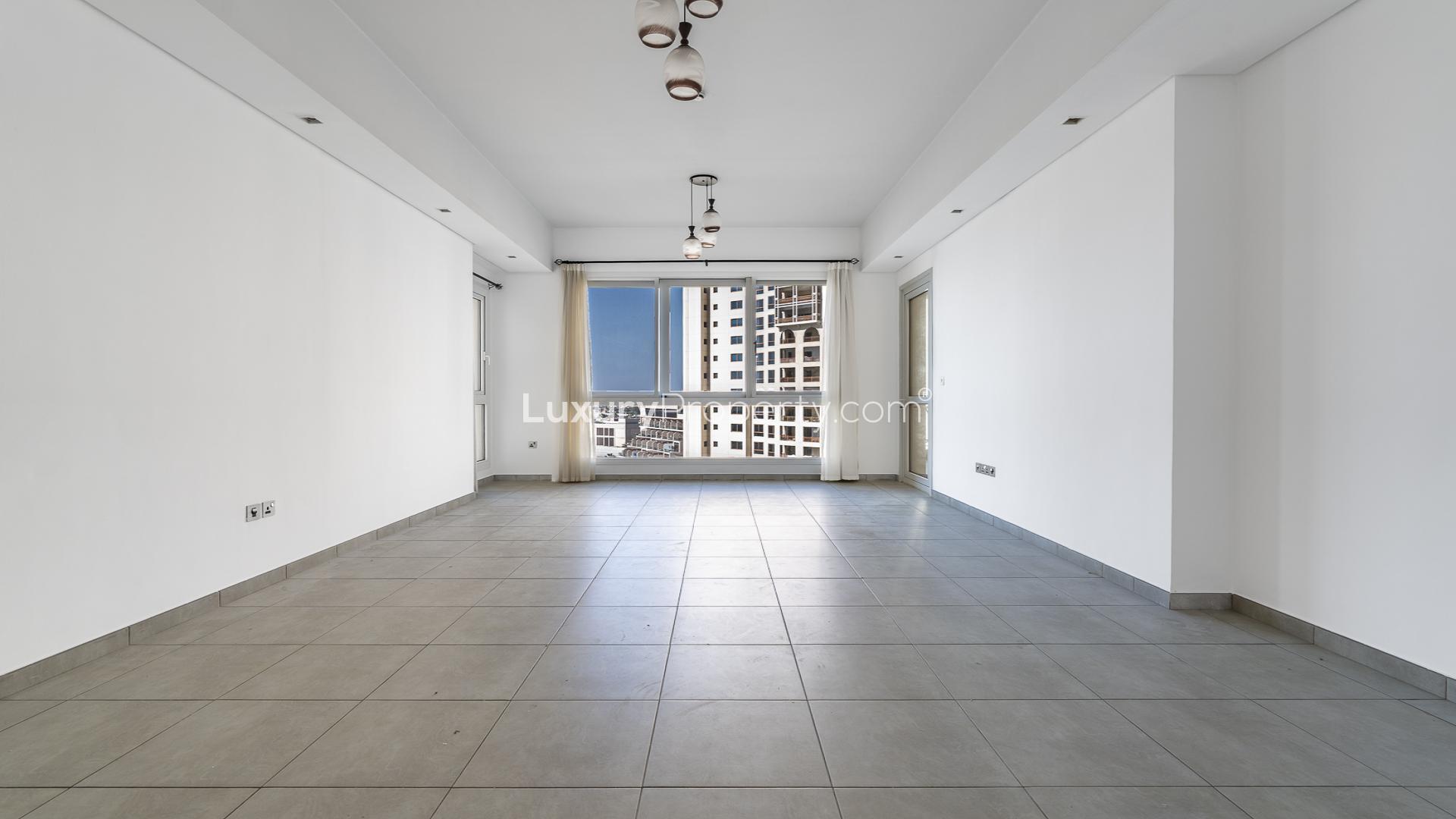 2-bedroom apartment view, Marina Residences 2, Palm Jumeirah, overlooking yachts and waterfront