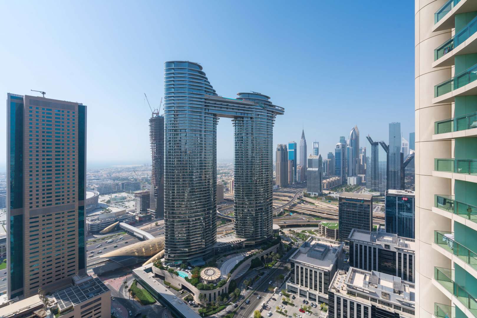 Unfurnished apartment living area with large windows, Burj Vista, Downtown Dubai