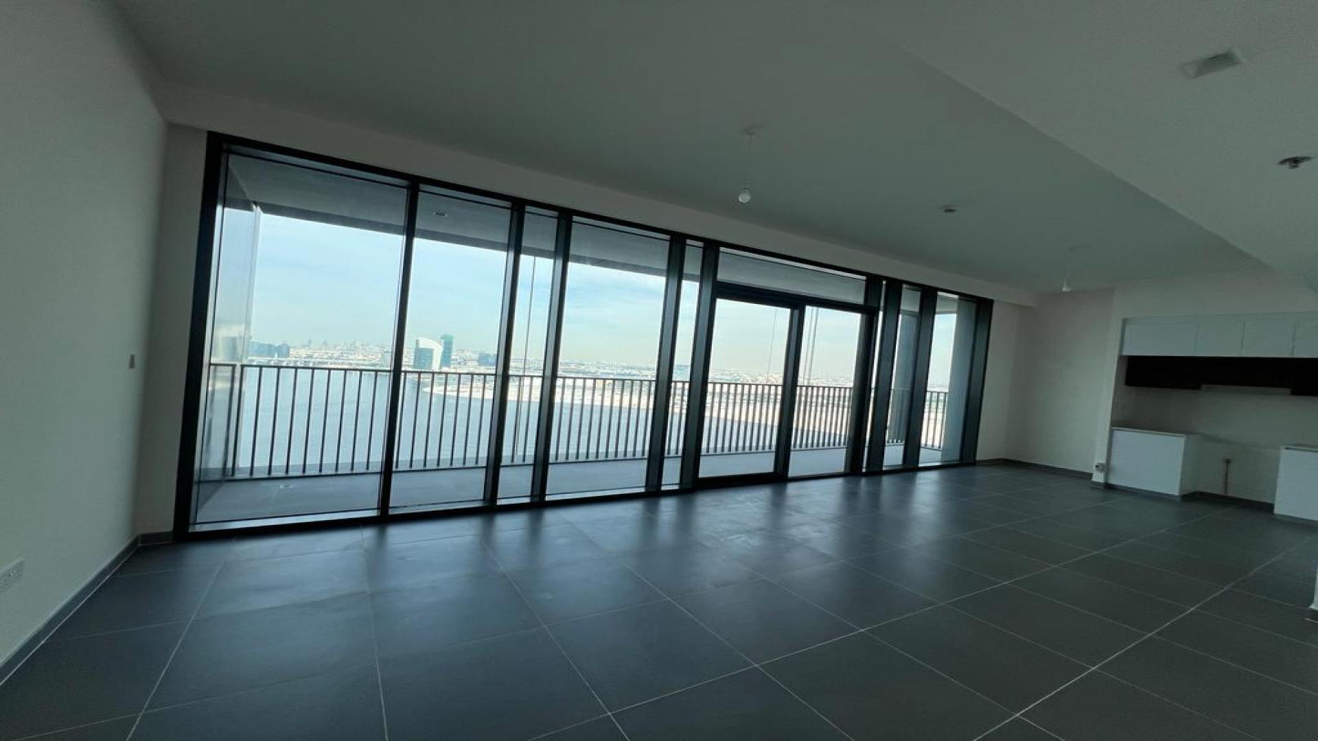 Spacious living area in 2-bedroom apartment, Dubai Creek Harbour, Creek Edge, modern design