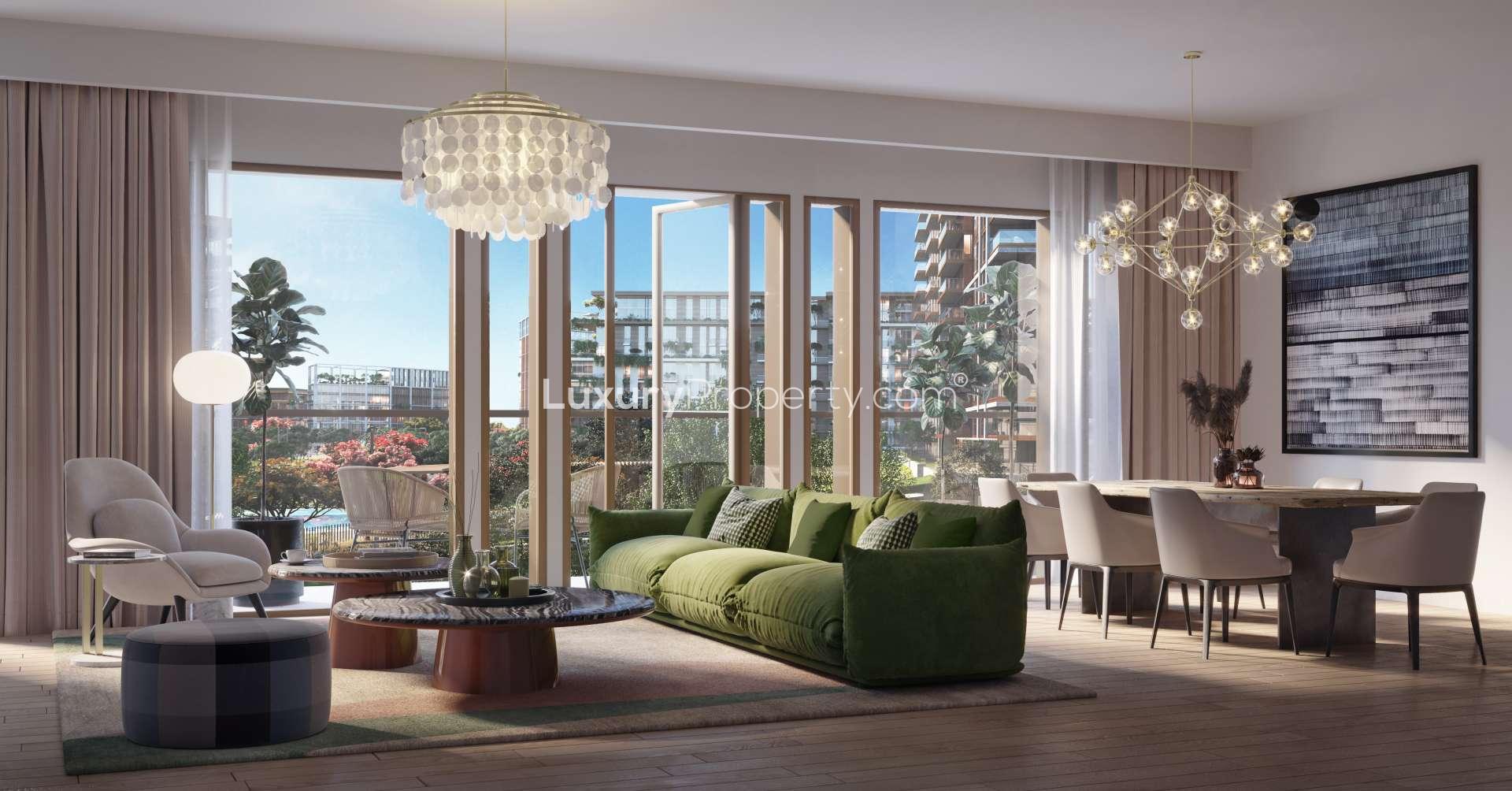 Luxurious living room in two-bedroom apartment at Celadon, Central Park, City Walk for sale