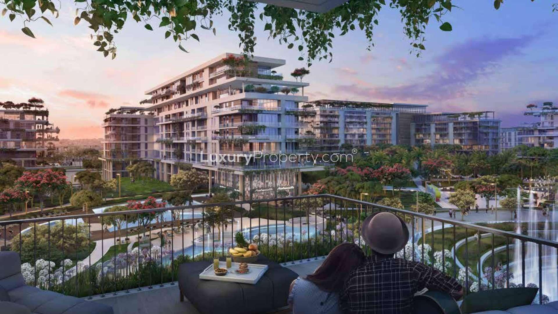 Low-floor apartment with lush park view, vibrant greenery, and walking paths for sale