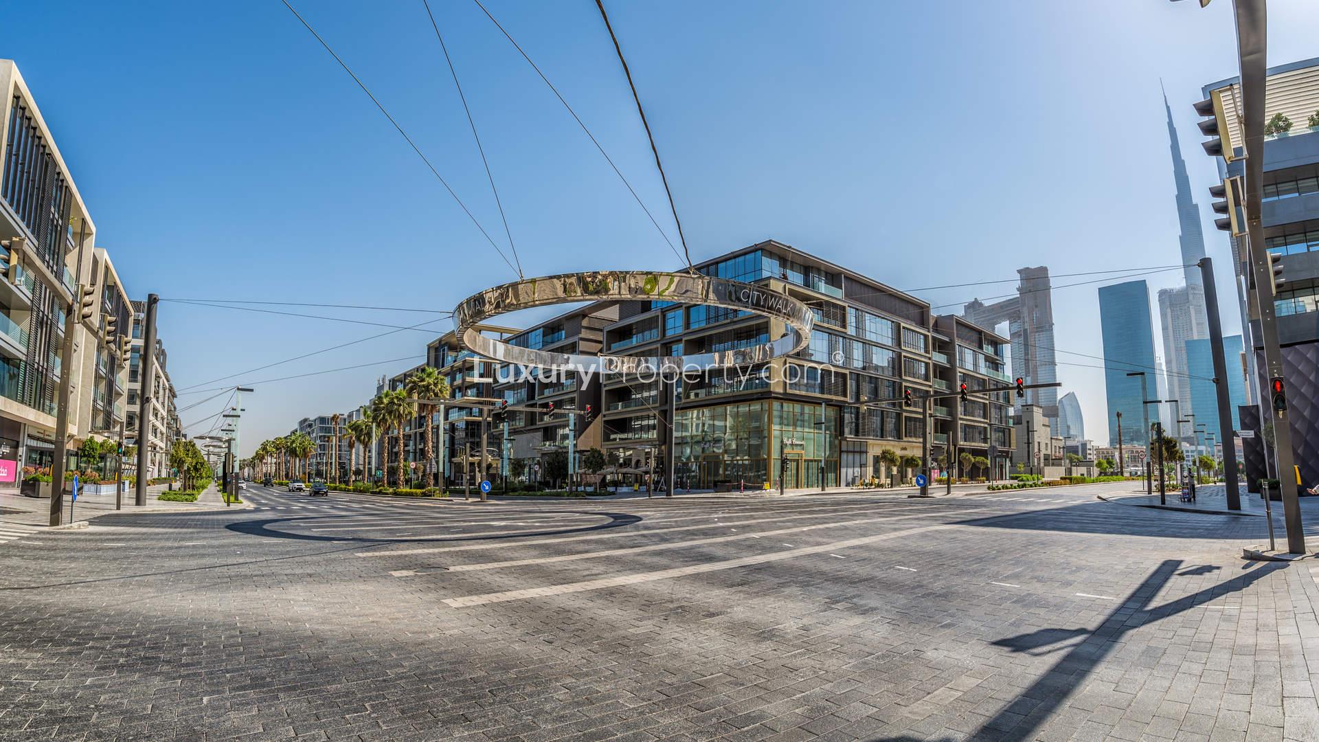 Two-bedroom apartment exterior at City Walk, Jumeirah, Building 1, modern urban setting