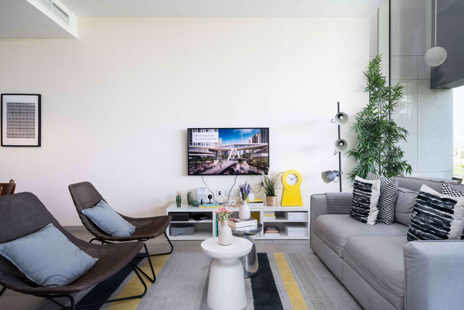 Modern living room in 2-bedroom apartment, Collective 2.0, Dubai Hills Estate, for sale