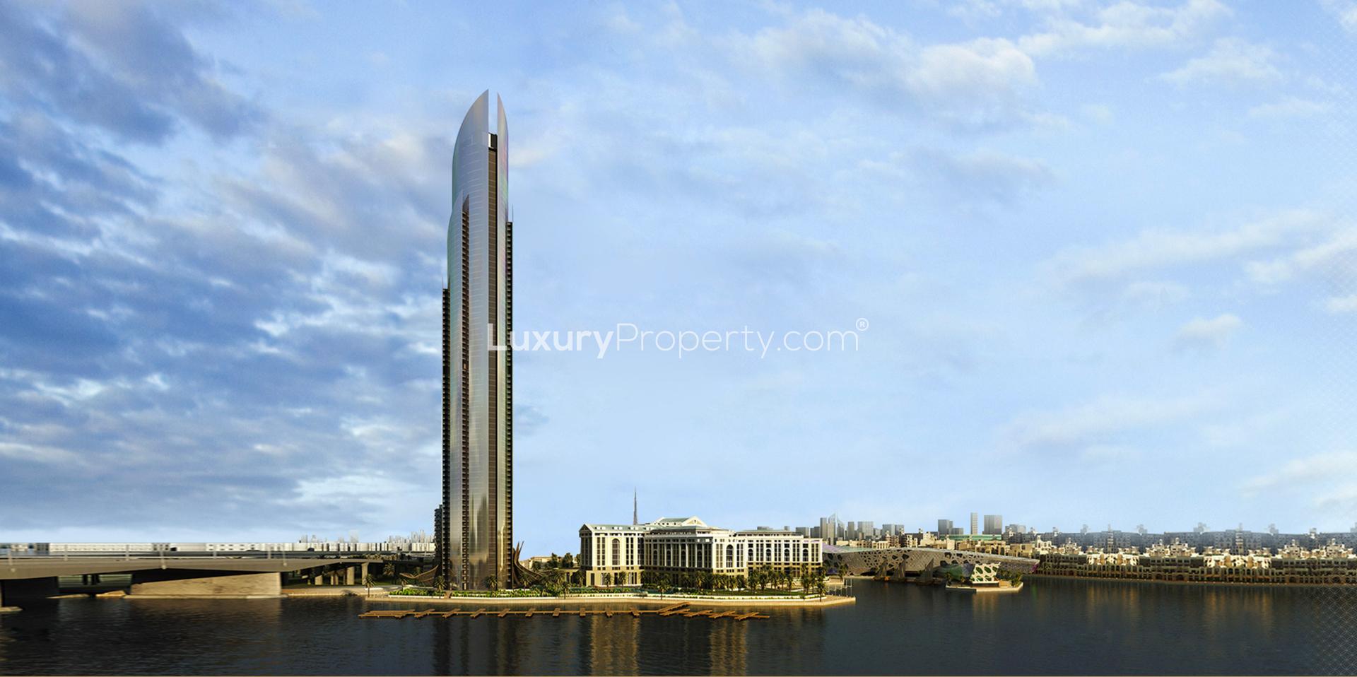 Luxurious apartment living room with city skyline view, Culture Village, D1 Tower