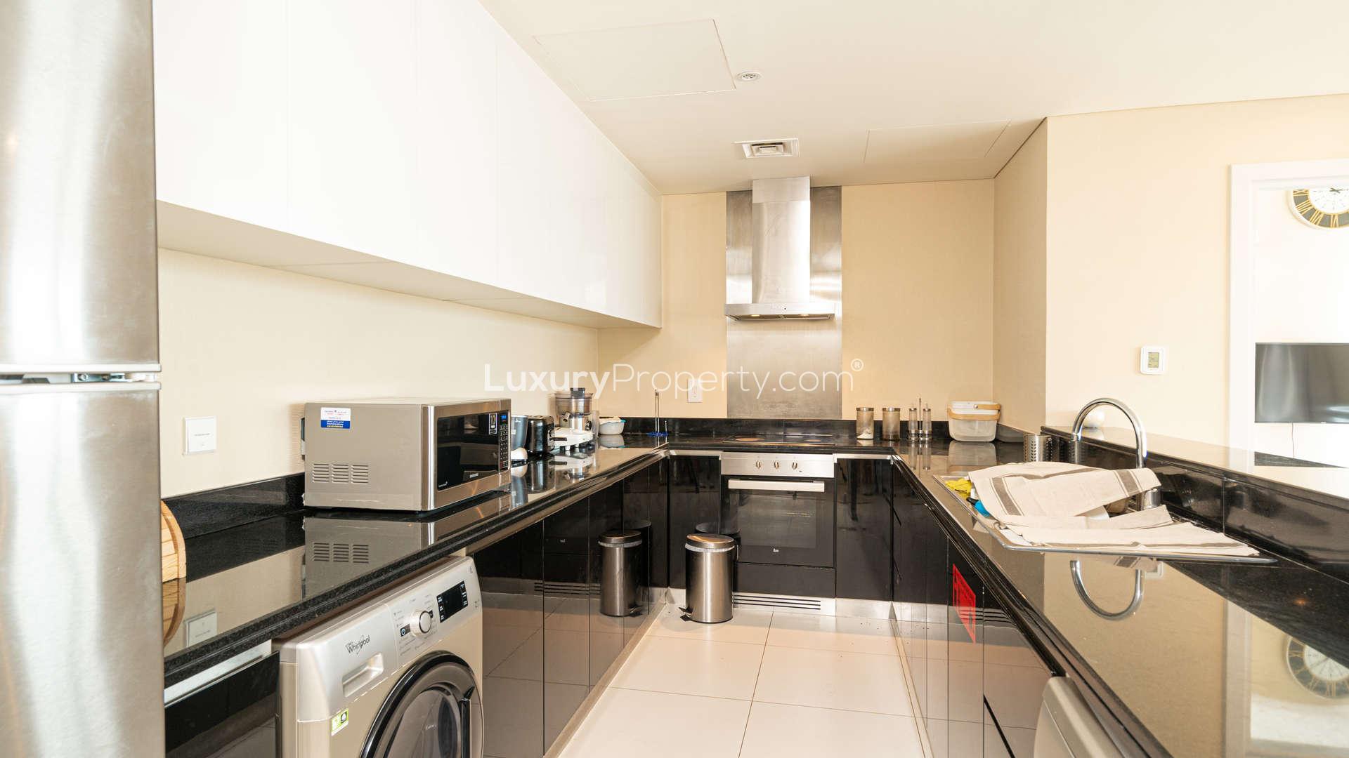 Luxurious living room with marina views in Damac Heights, Dubai Marina apartment