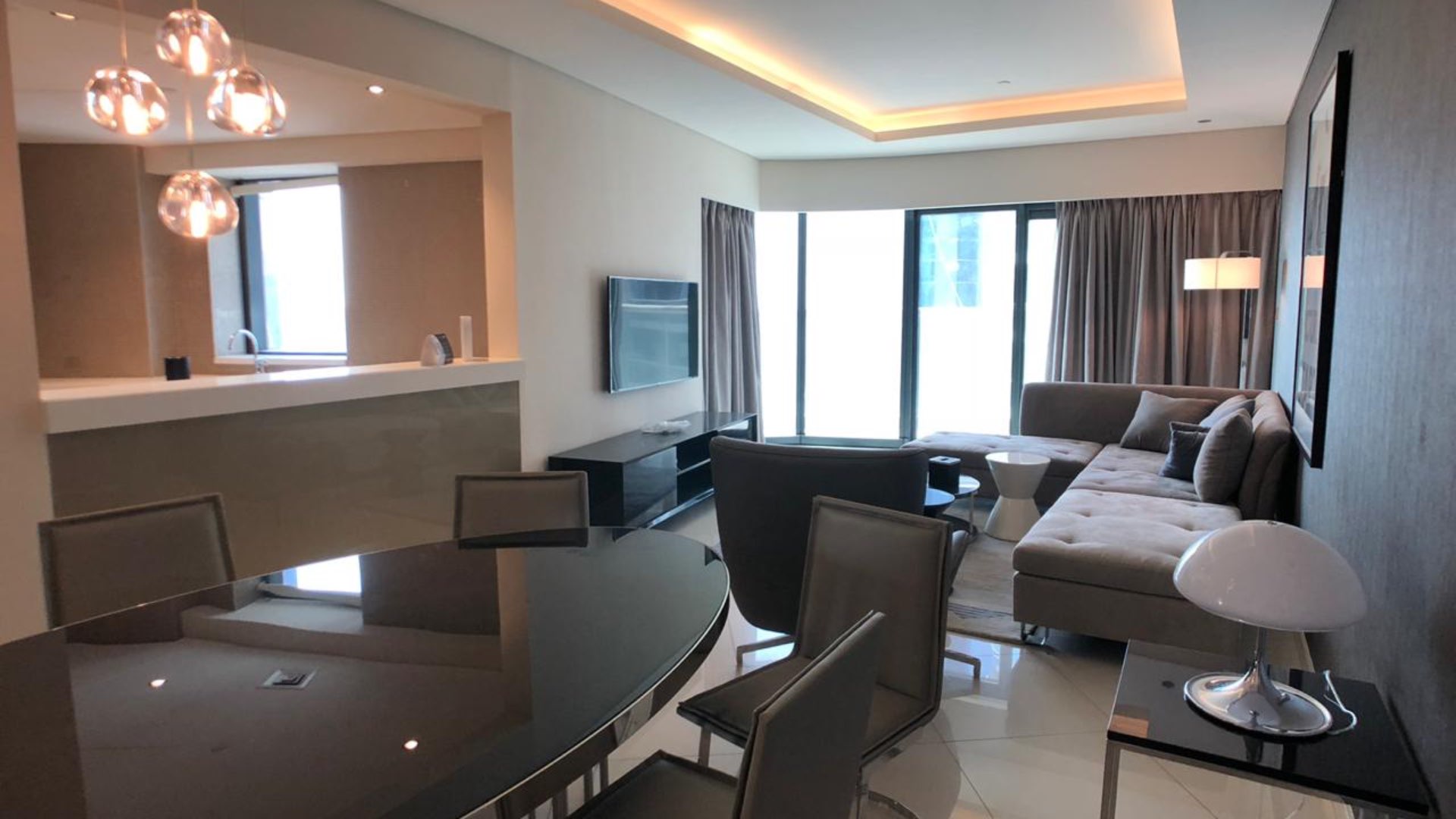 Modern kitchen in furnished high-floor apartment, DAMAC Towers, Business Bay, Dubai