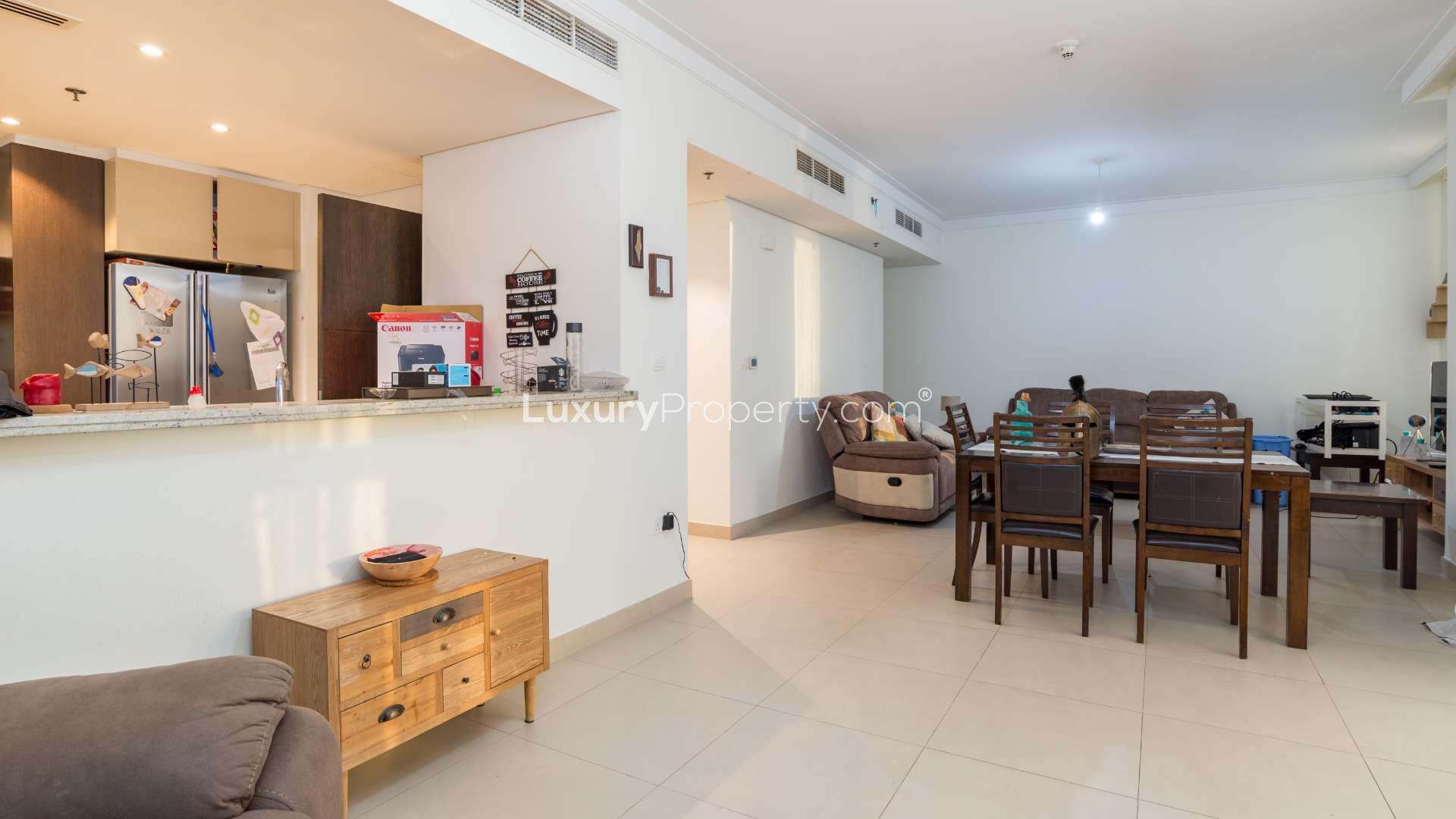 Living room in 2-bedroom apartment, Dubai Creek Residences North Tower 3, modern furnishings