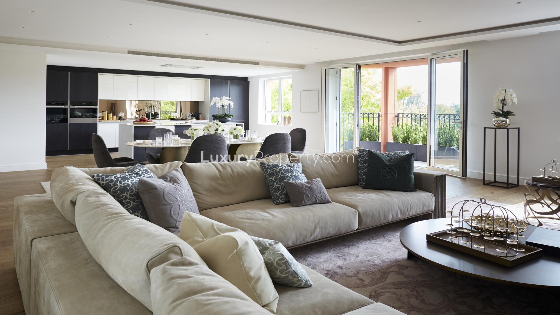 Modern kitchen in 2-bedroom apartment at Elie Saab Residences, Hyde Park, London