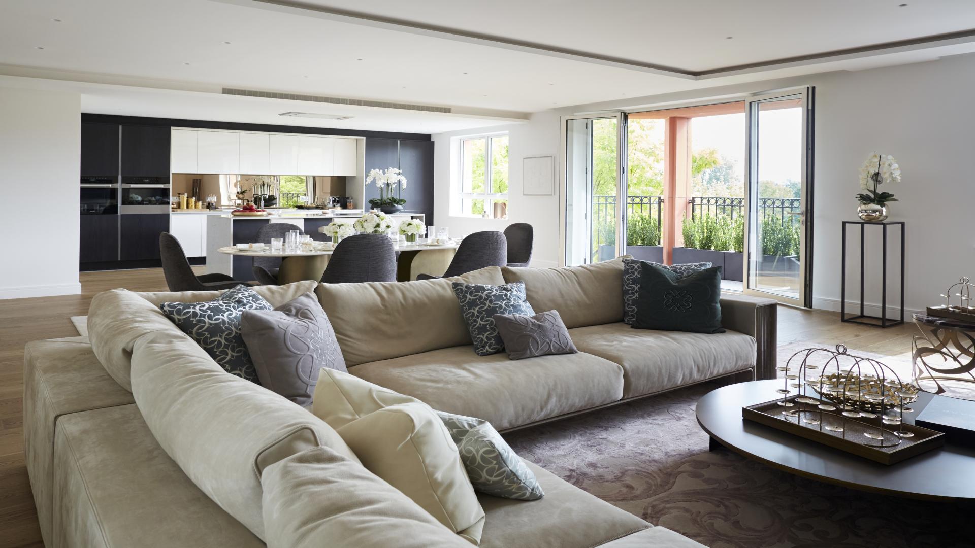 Modern kitchen in 2-bedroom apartment at Elie Saab Residences, Hyde Park, London