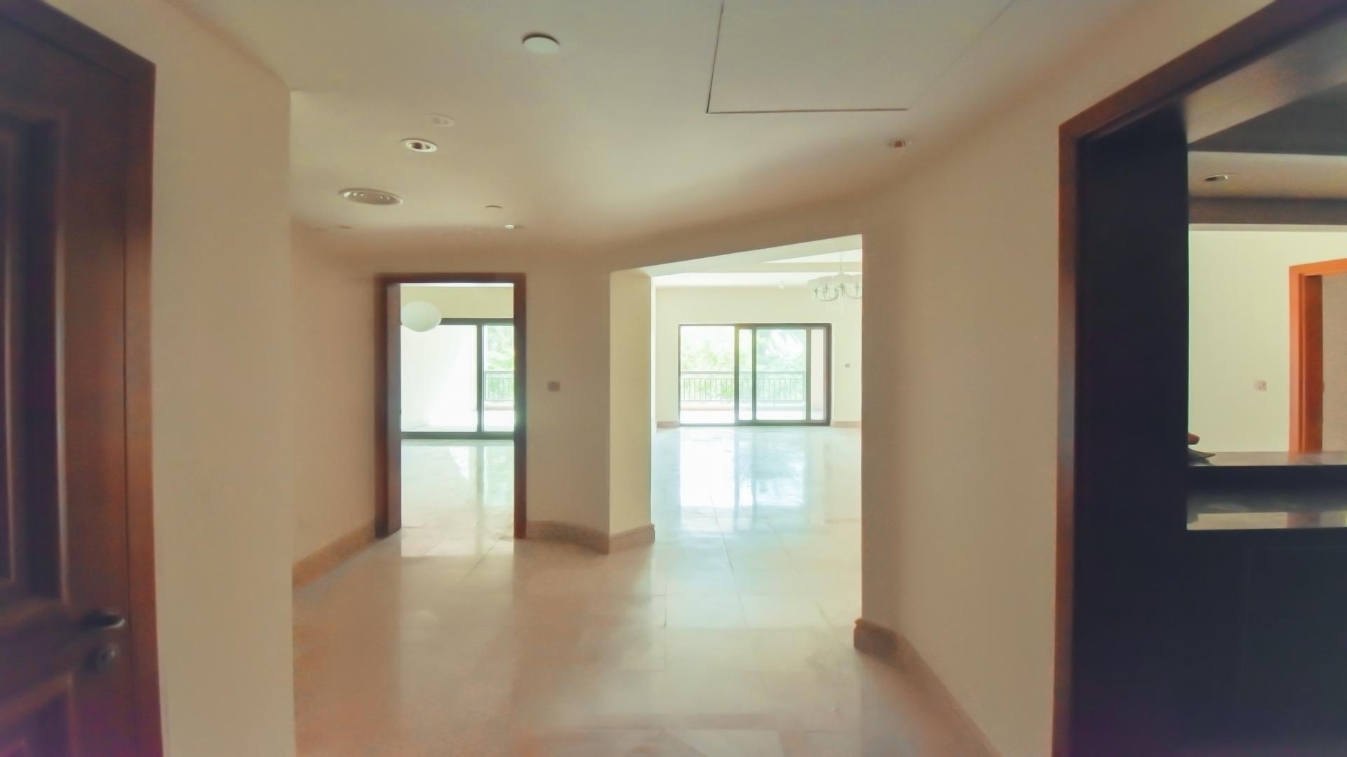 Spacious balcony with marina views at The Fairmont Palm Residences, Palm Jumeirah apartment