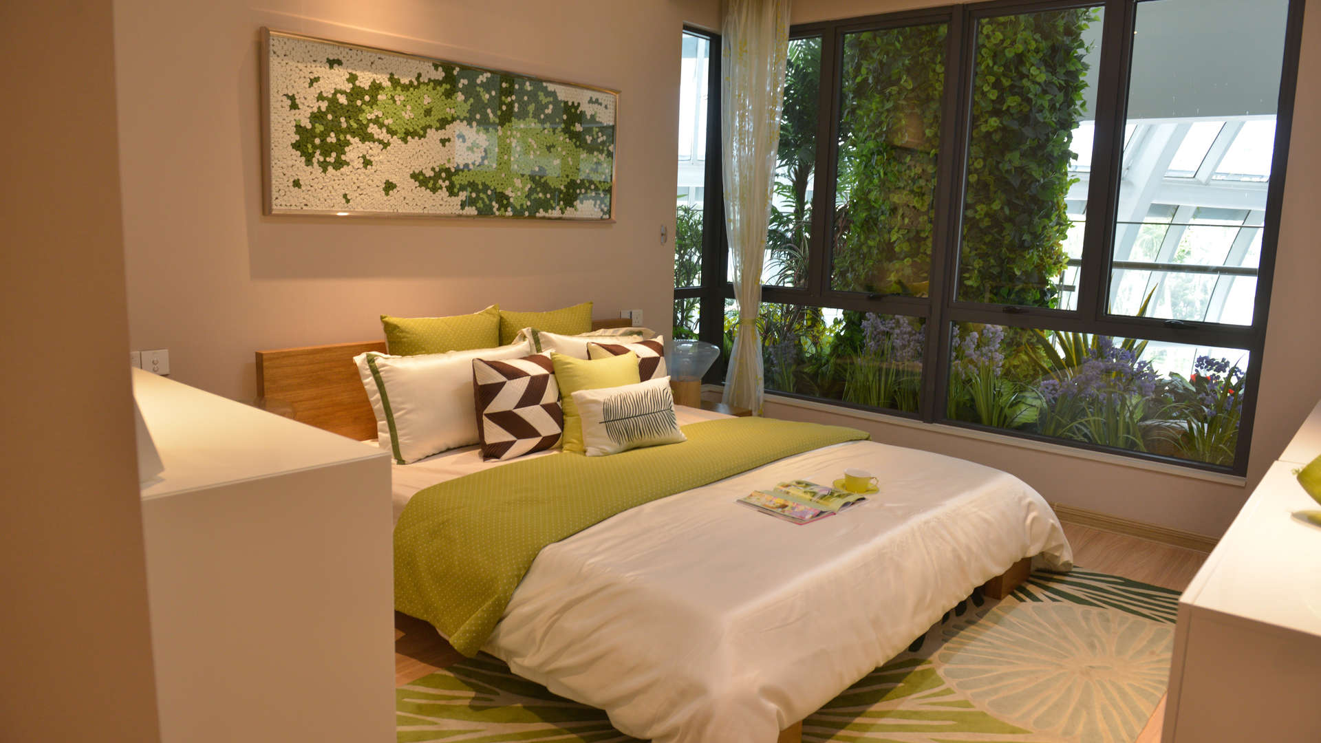 Luxurious living room in two-bedroom apartment, Forest City, Malaysia with modern decor