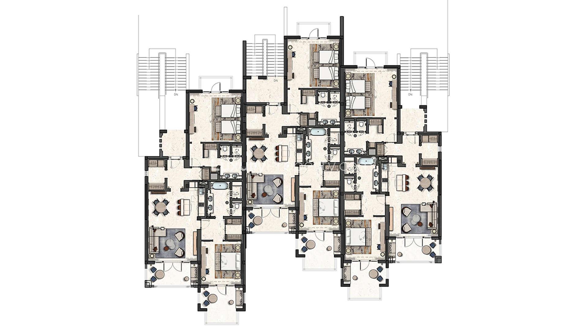 Floorplan of 2-bedroom apartment in Four Seasons Private Residences, Sharm el Sheikh