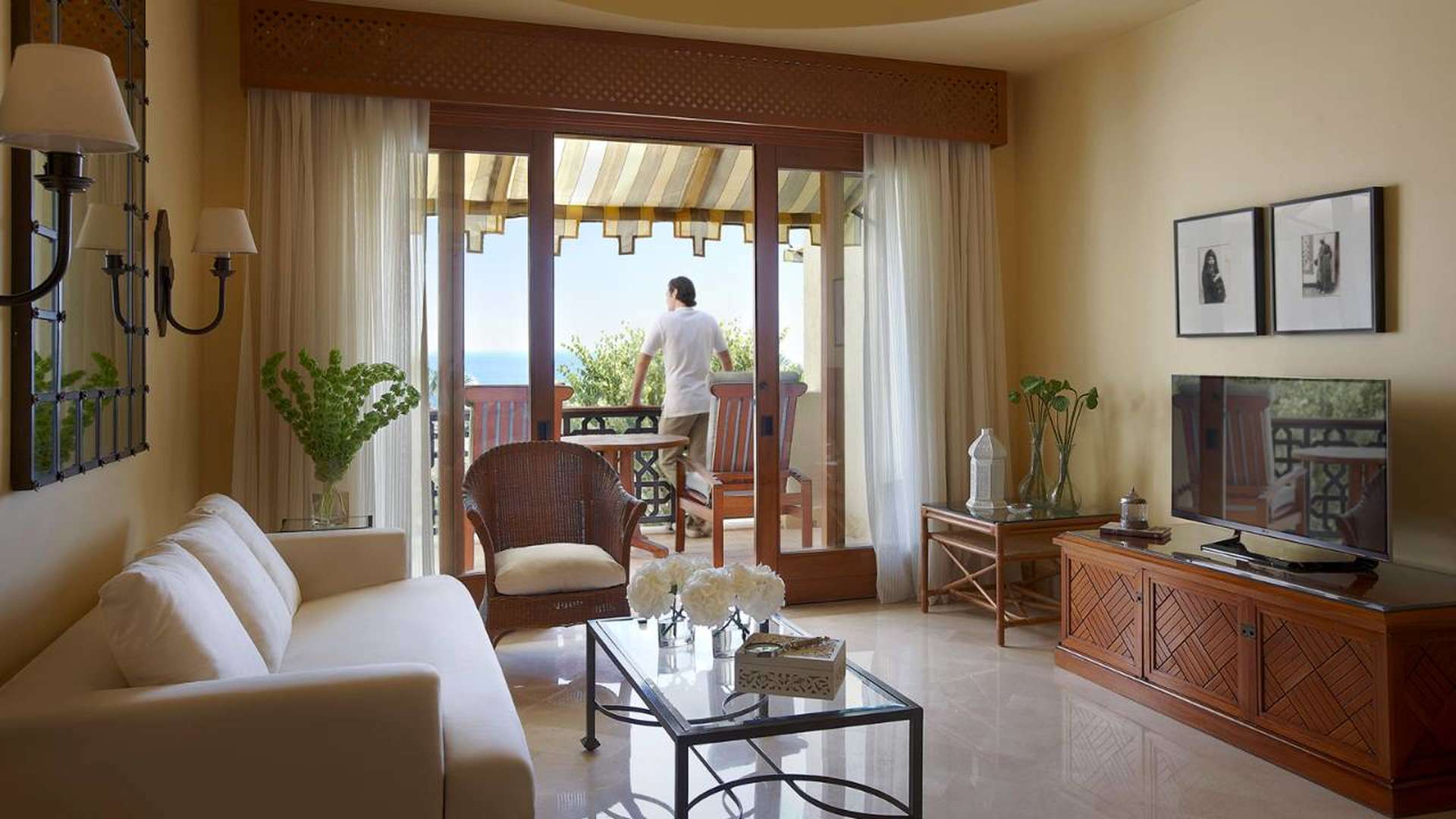 Luxurious living room in two-bedroom chalet, Four Seasons, Sharm El Sheikh, sea view balcony