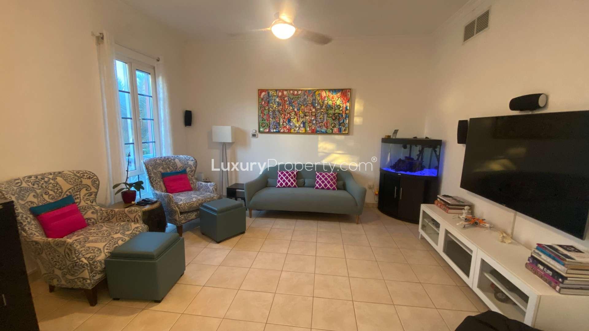 Living room in upgraded 2-bedroom apartment, Garden West Apartments, Green Community, for sale