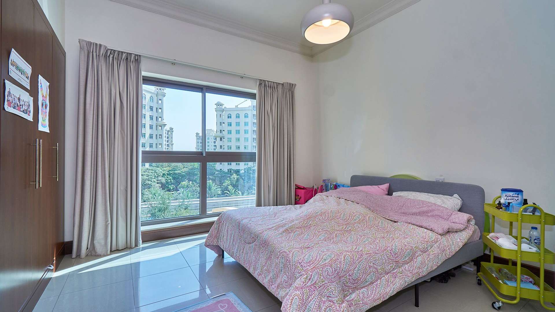 Park-facing apartment view in Golden Mile, Palm Jumeirah, near Nakheel Mall, for sale