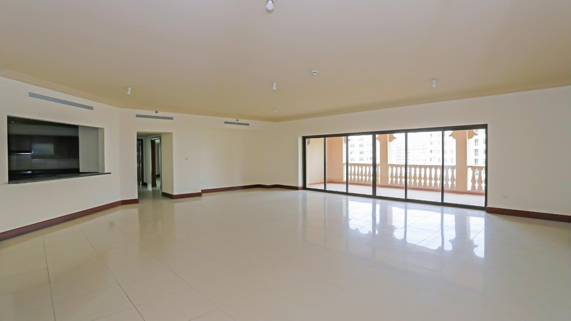 Golden Mile Palm Jumeirah apartment buildings with monorail, view from spacious 2-bedroom listing