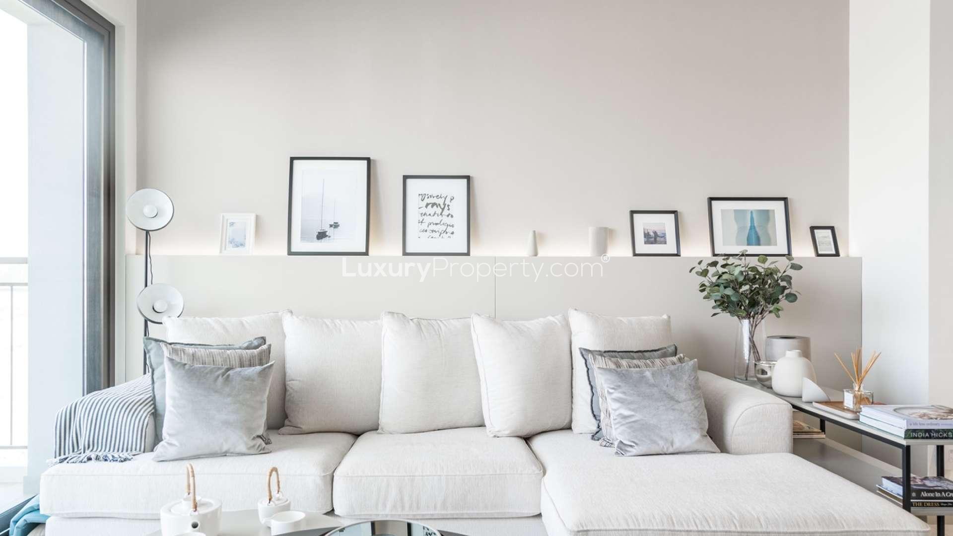 Bright hallway with modern decor in two-bedroom apartment, Golf Views, Dubai South