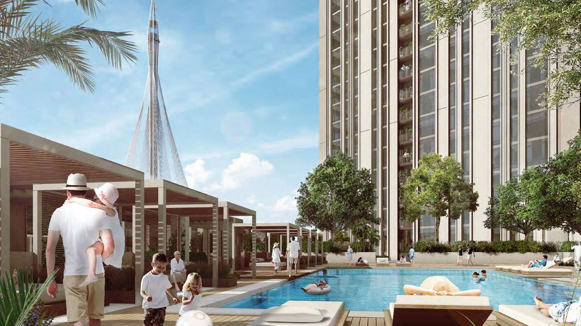 Modern gym with yoga area in Harbour Gate, Dubai Creek Harbour apartment for sale