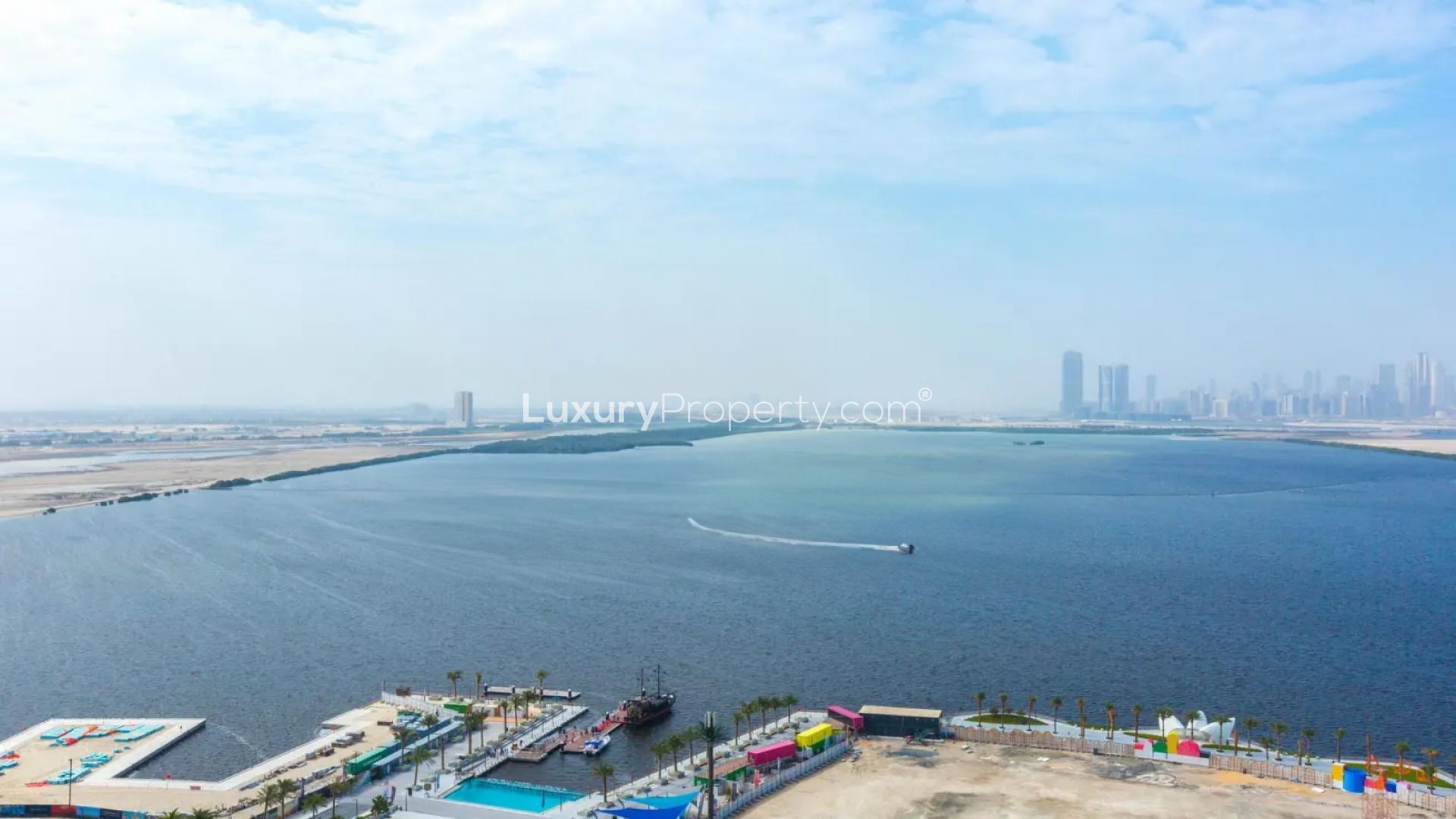 Balcony view of Dubai Creek from apartment in Dubai Creek Residence Tower 2 South