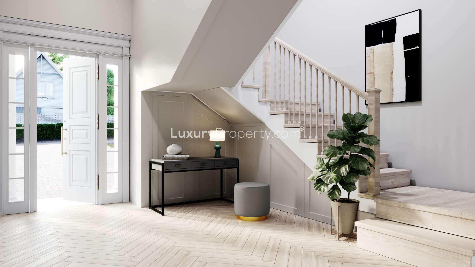 Contemporary kitchen and living area in luxurious Streatham apartment for sale, London