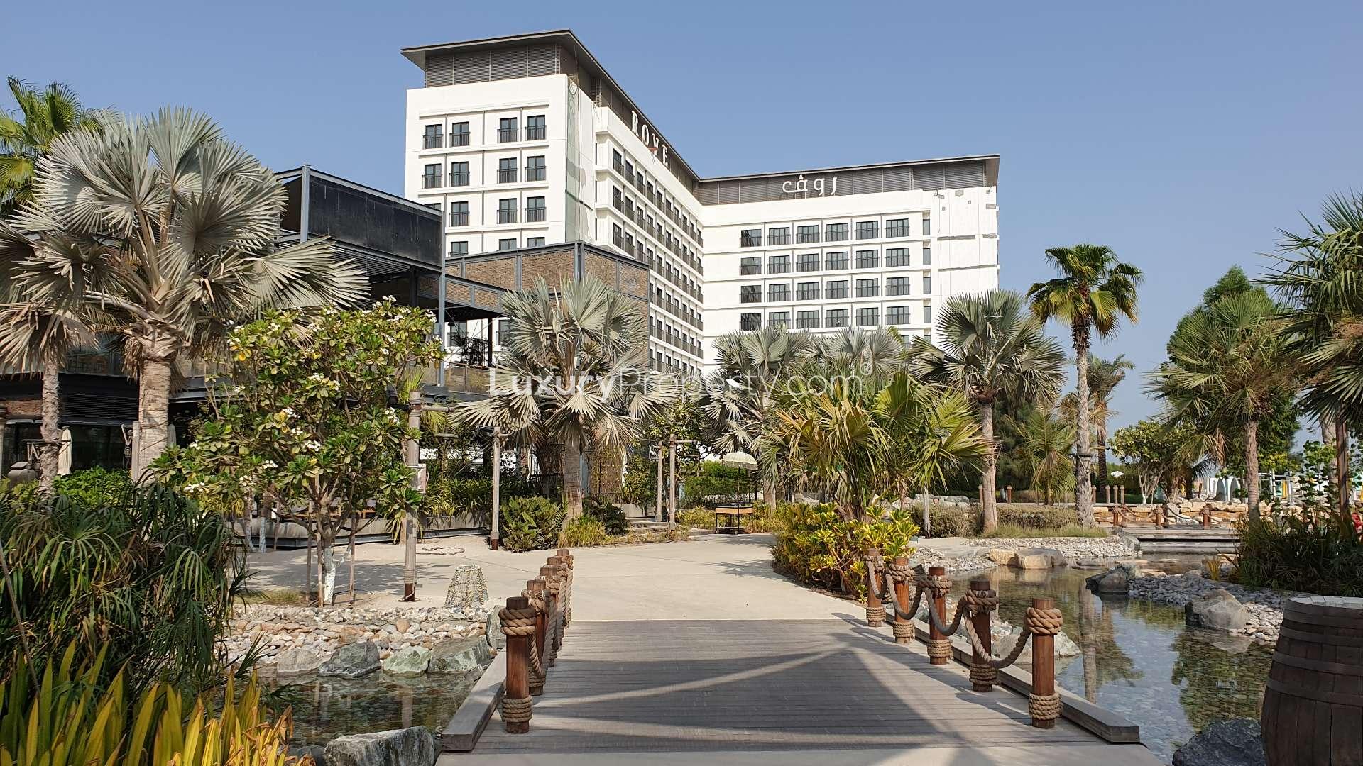 Bright living room with sea view in La Mer, Jumeirah apartment for sale