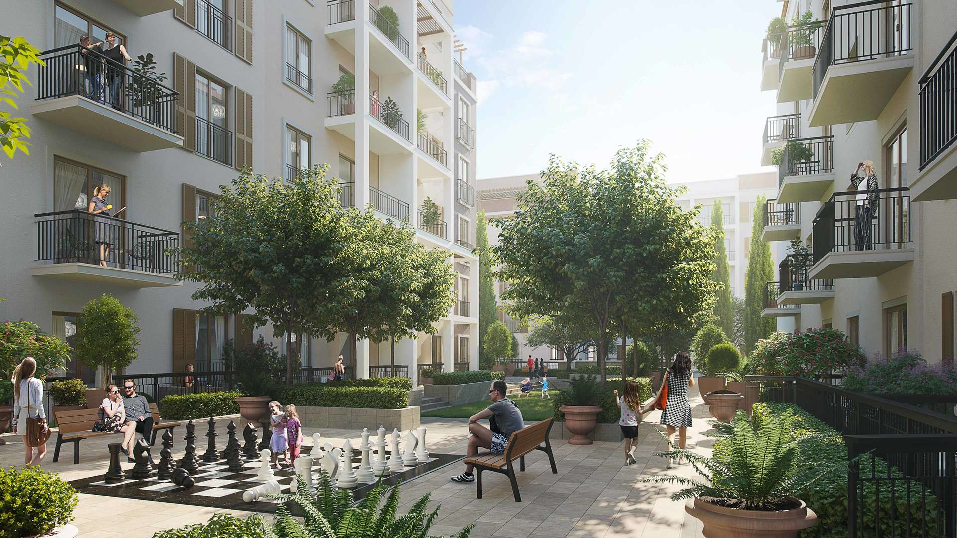 Charming walkway in La Rive, Port De La Mer, Jumeirah apartment community