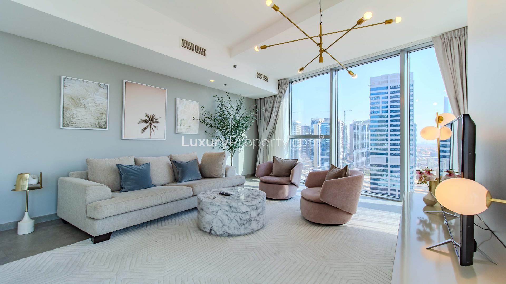 Luxurious living room in 2-bedroom apartment