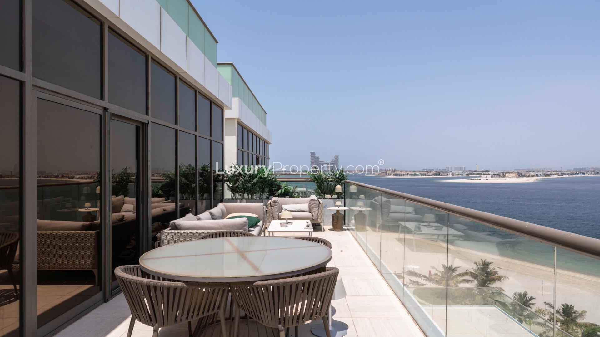 Furnished living area with sea view in The 8, Palm Jumeirah apartment for sale