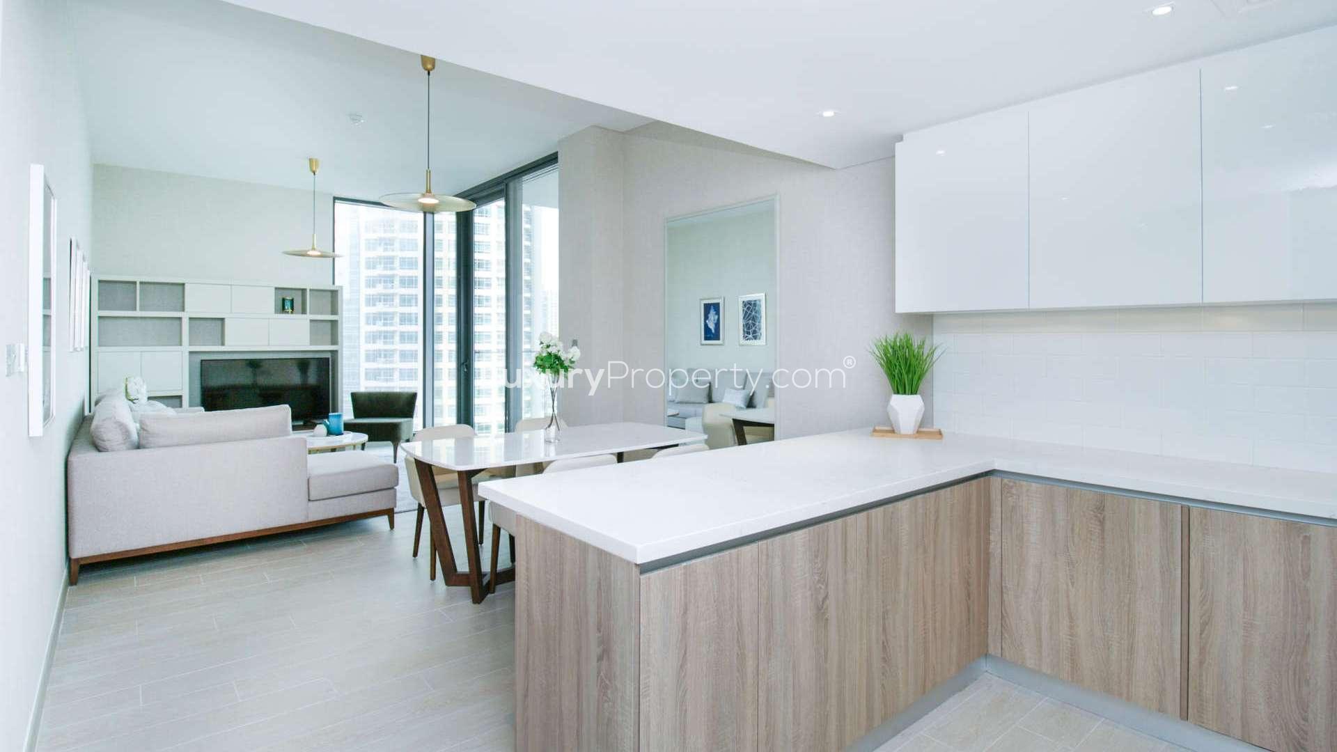 Stunning Dubai Marina skyline view from LIV Residence apartment balcony in Dubai