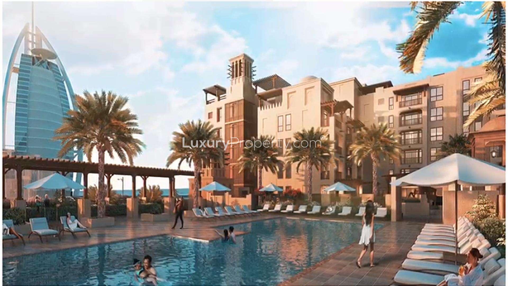 Luxurious apartment poolside view, Madinat Jumeirah Living, Umm Suqeim, Dubai