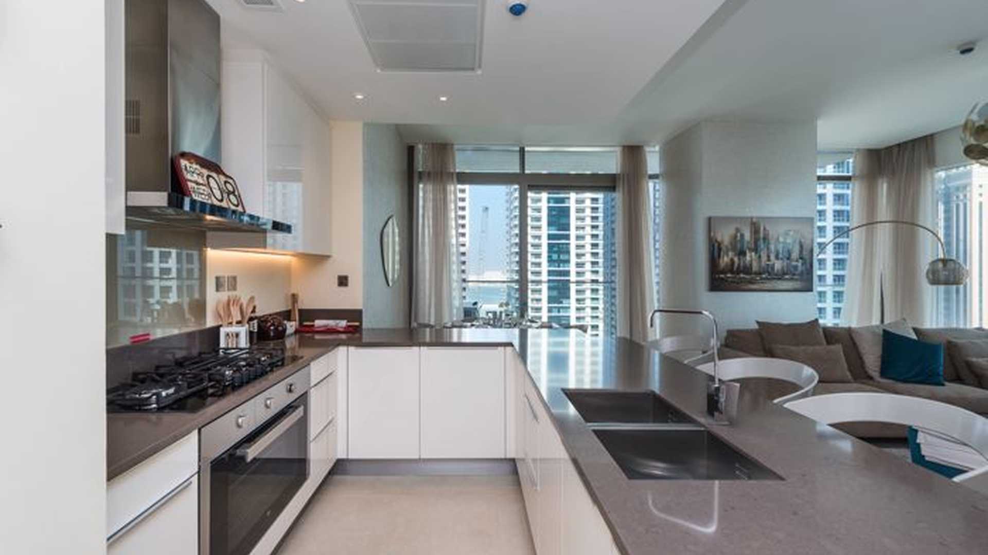 High-floor two-bedroom apartment living room in Marina Gate, Dubai Marina, with modern decor