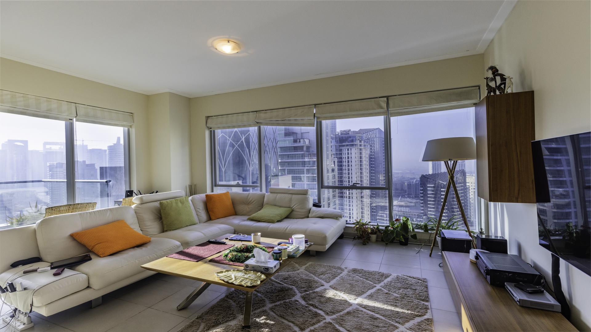 Aerial view of Dubai Marina skyline from Shemara Tower apartment balcony