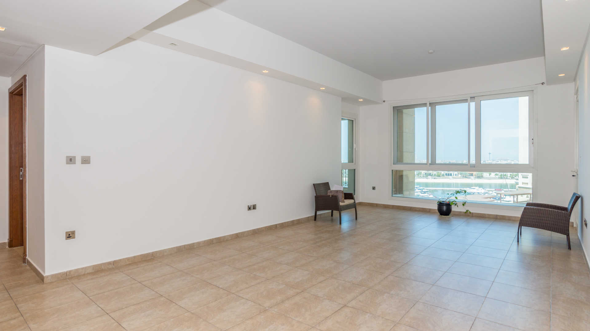 Sea view from 2-bedroom apartment window in Marina Residences, Palm Jumeirah