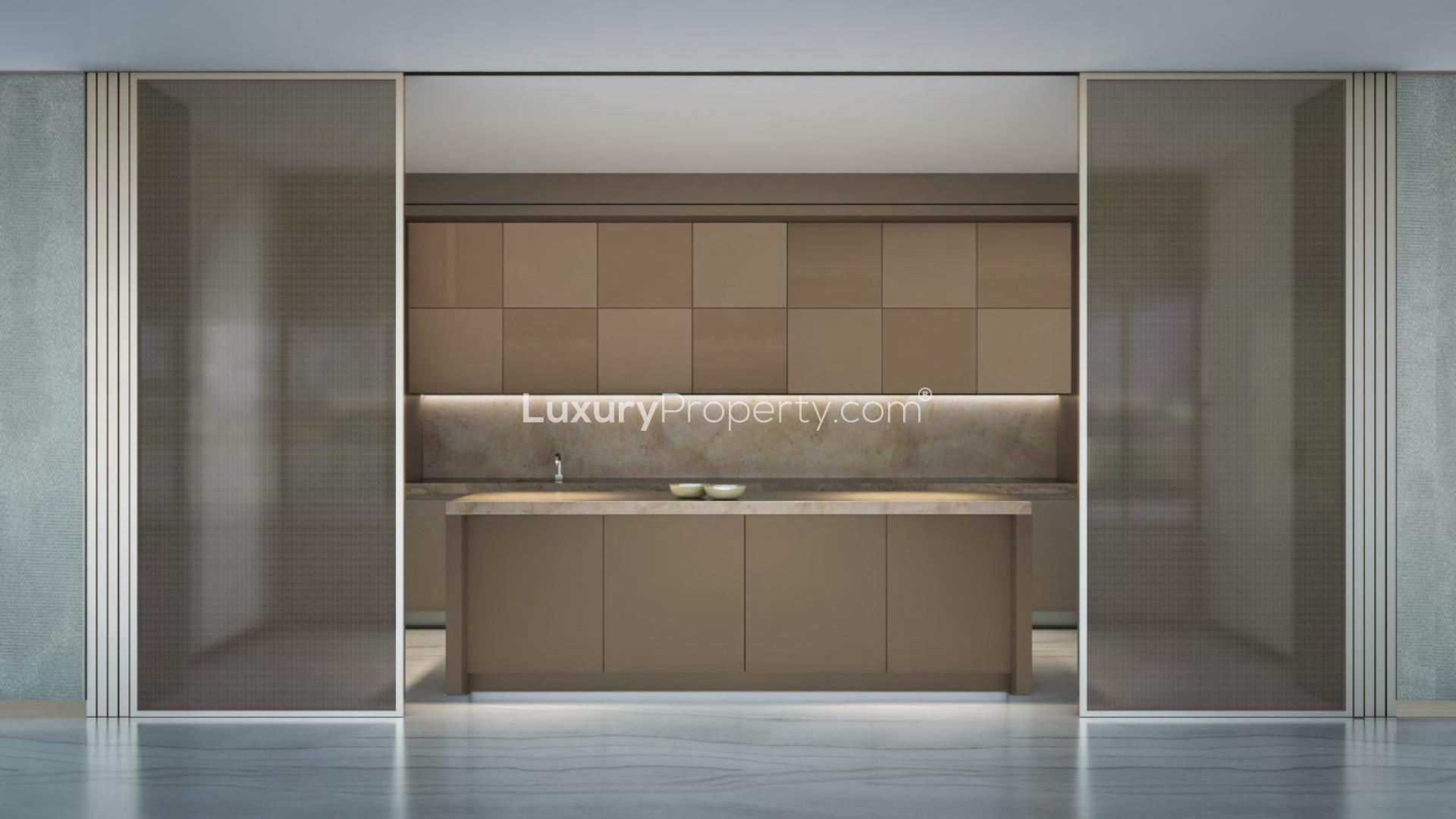 Modern architecture of Armani Beach Residences apartment in Palm Jumeirah, Dubai