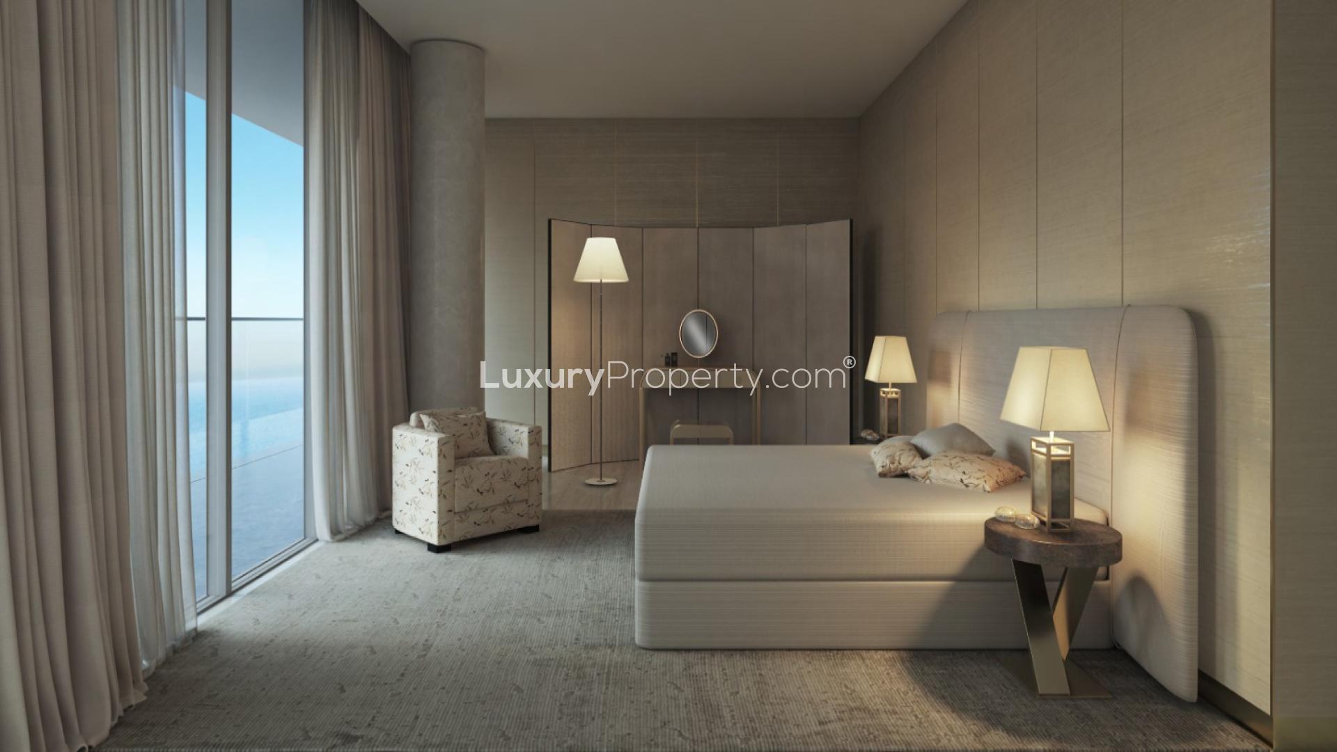 Modern hallway with ocean view at Armani Beach Residences, Palm Jumeirah apartment