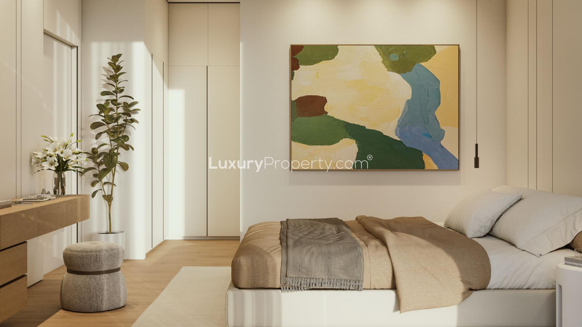 Nature-inspired living room in Elemental 22 apartment, Jumeirah Garden City, Al Satwa