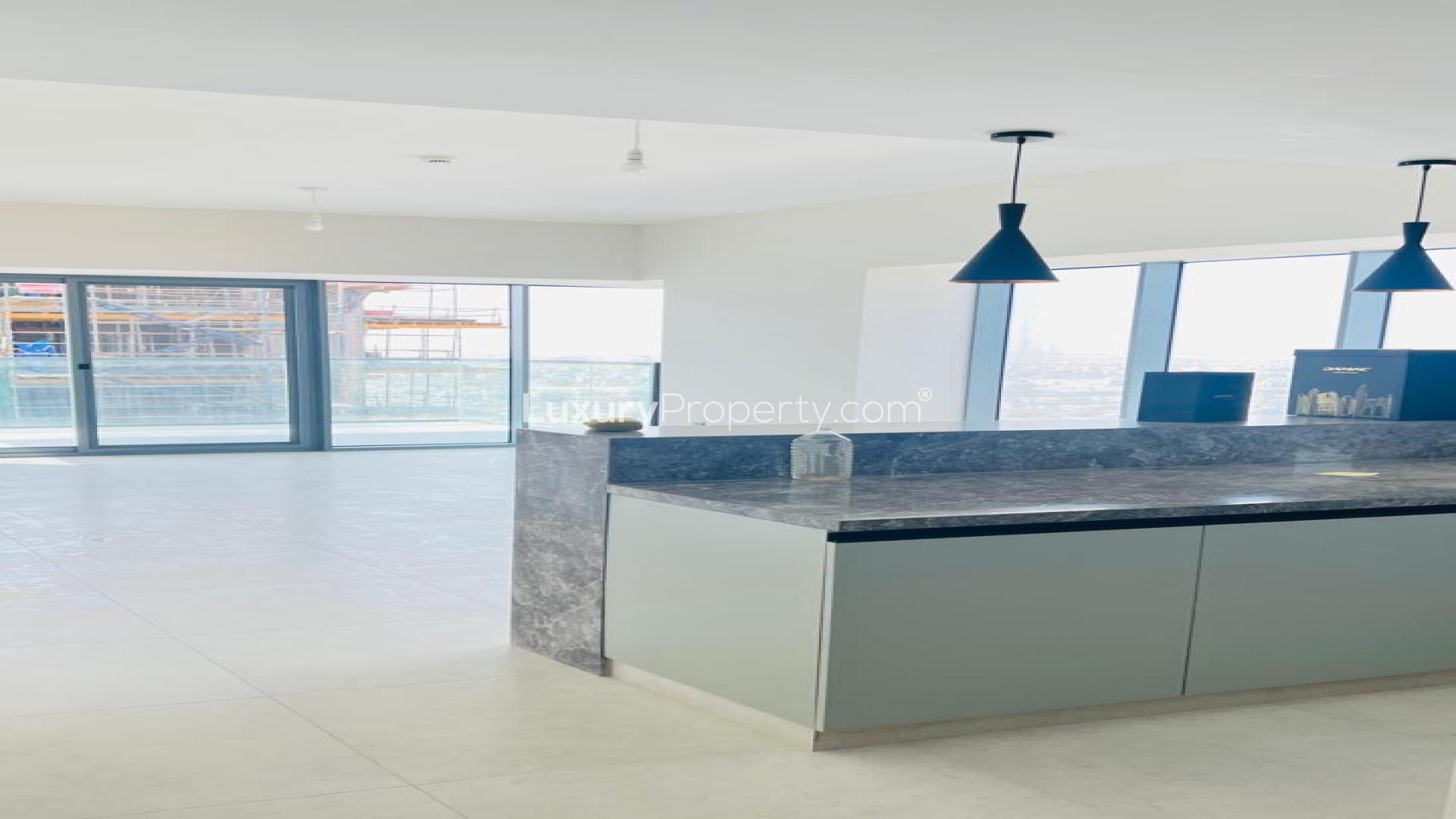 Modern hallway in Damac Hills Golf Gate apartment with sleek design and ample lighting