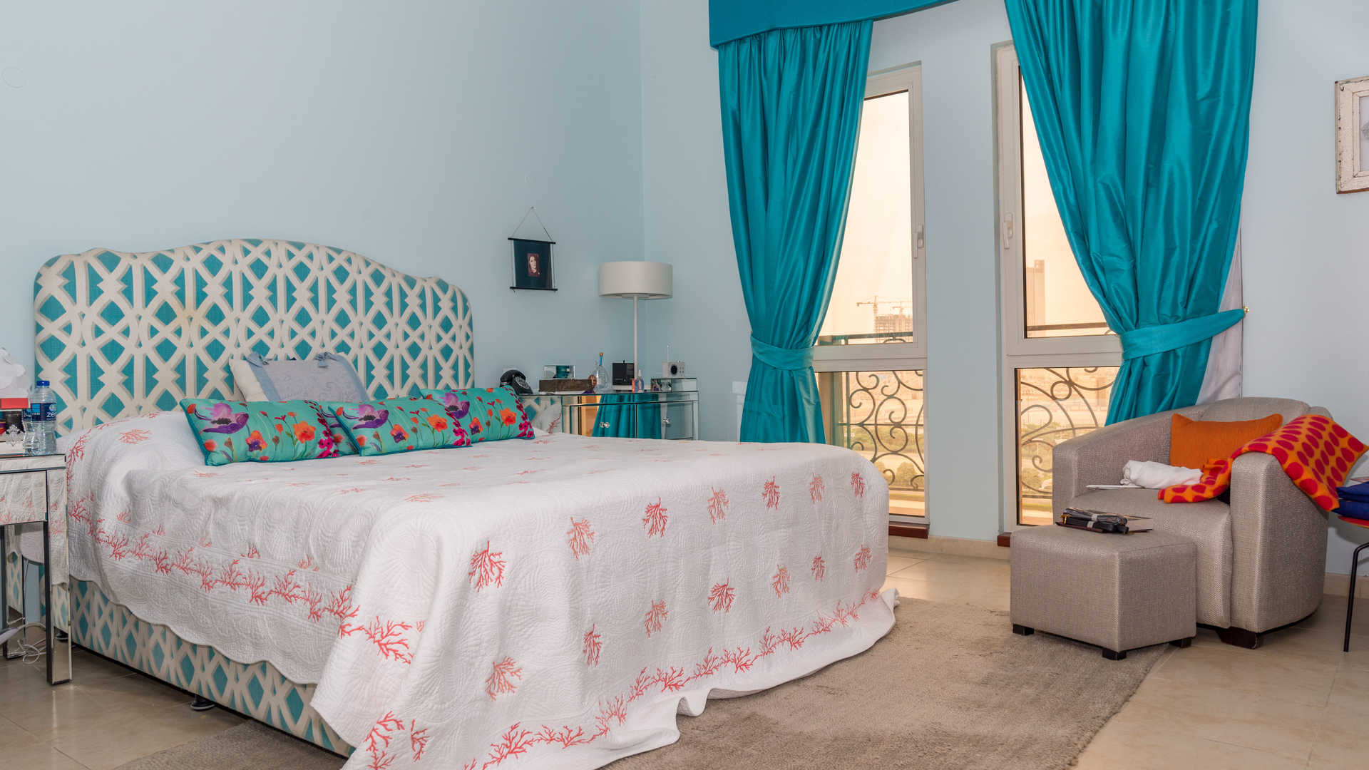 Chic balcony view from two-bedroom apartment in Canal Residence, Dubai Sports City