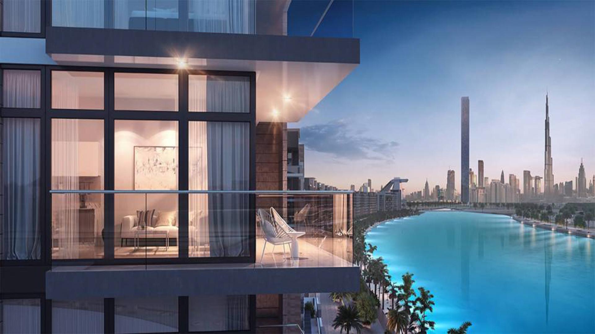 Elegant Meydan One 2-bedroom apartment with canal views, modern interior, and luxurious finishes