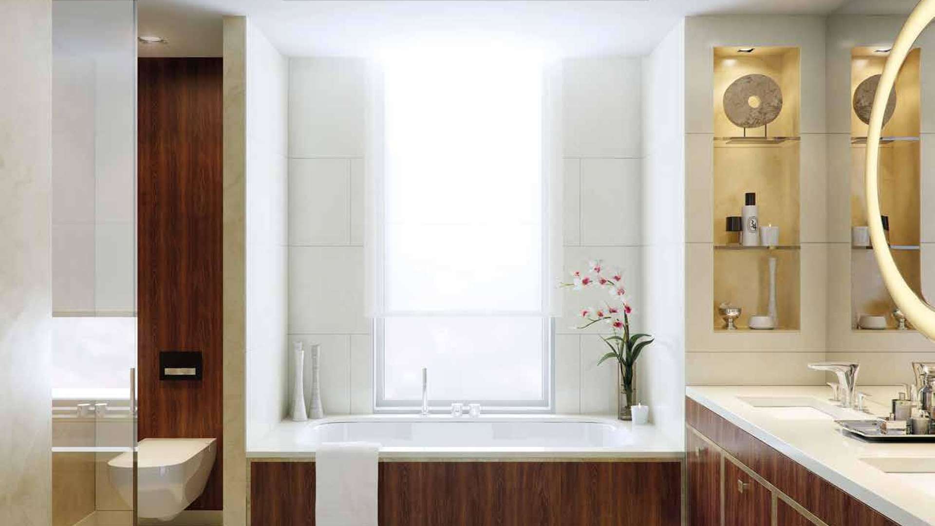 Luxurious bathroom in two-bedroom apartment, Mowbray House, Kensington Row, Kensington and Chelsea
