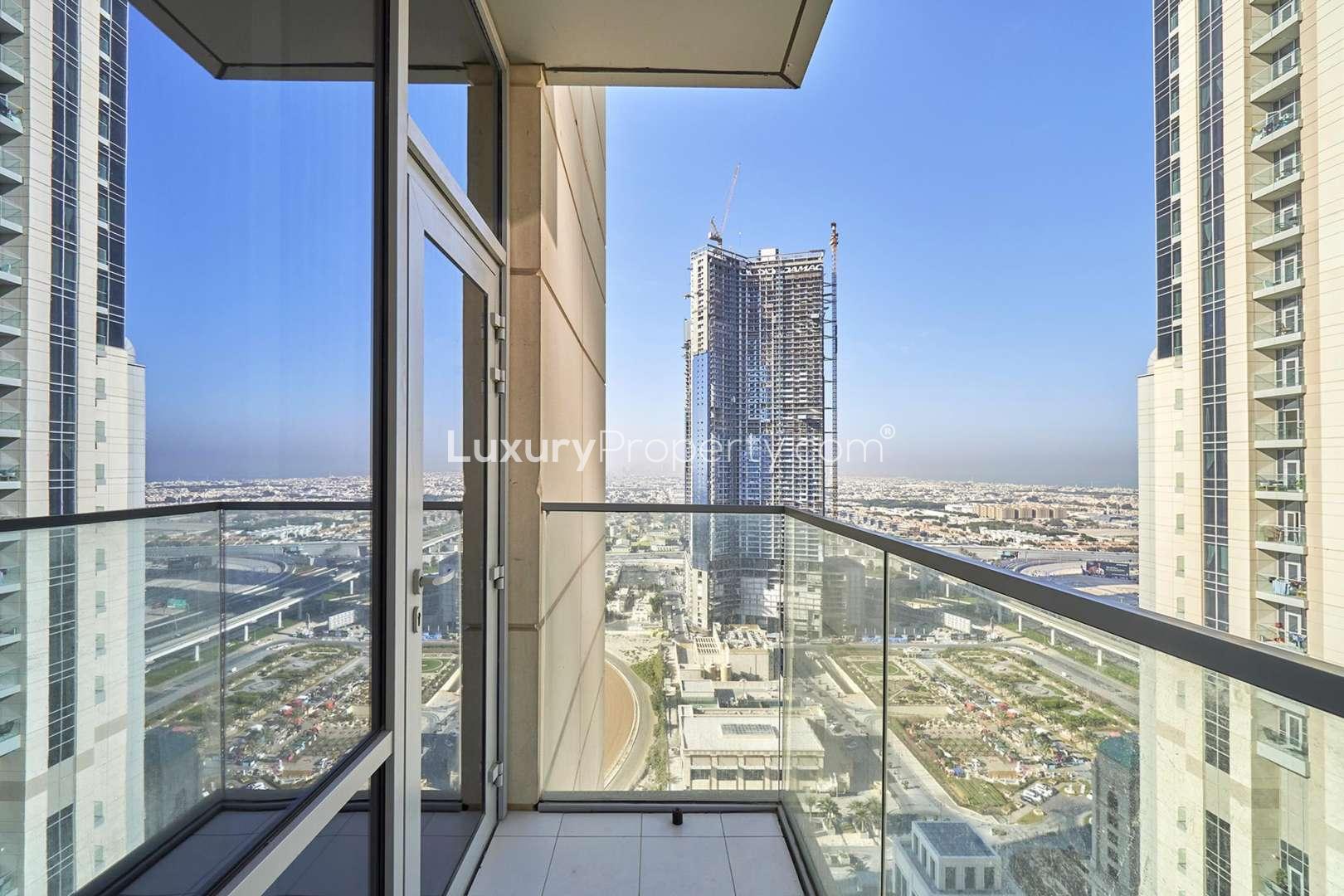 Skyline view from Noora Tower apartment, Business Bay, featuring modern architecture and canal