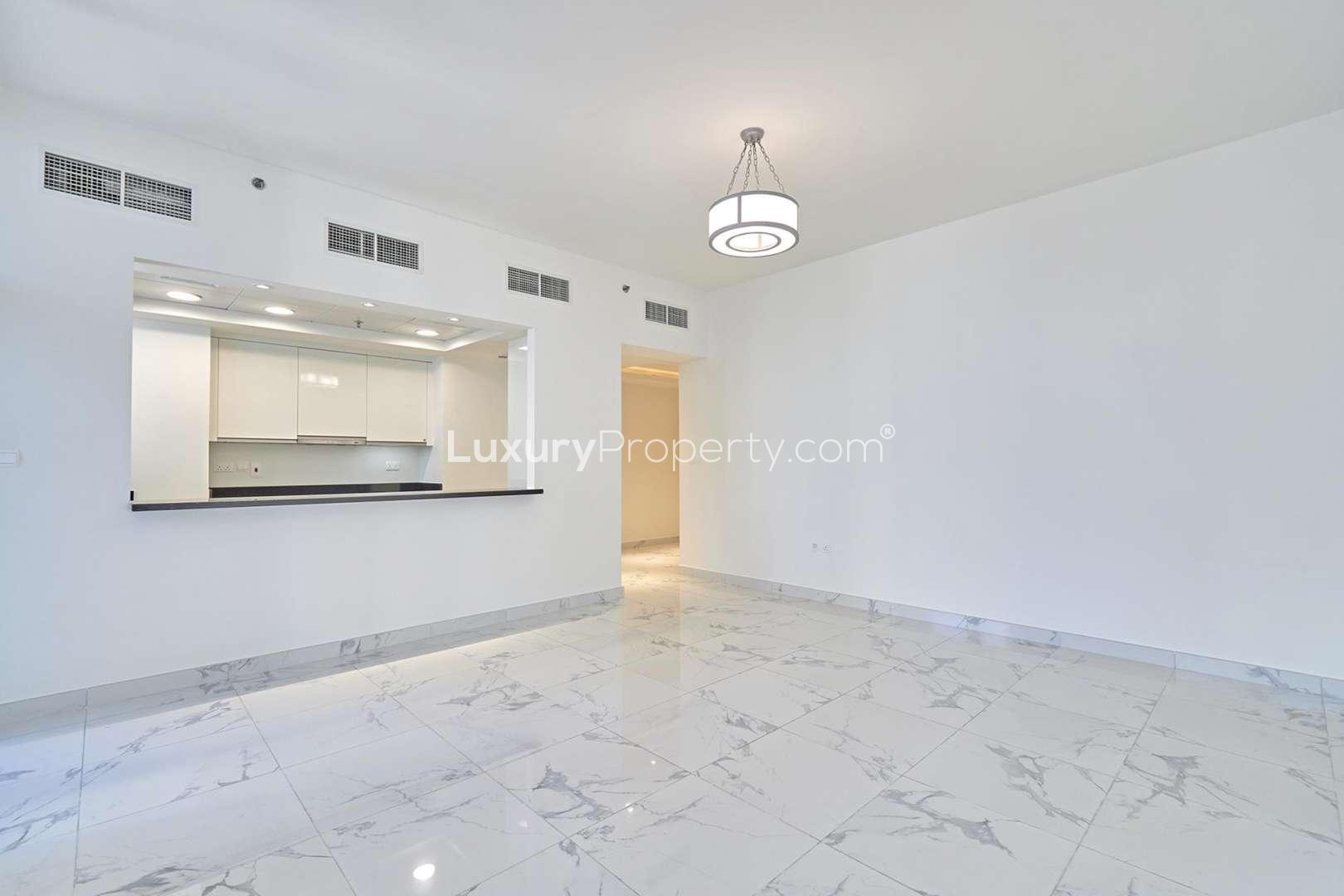 N/A,Modern living room in 2-bedroom apartment, Noora Tower, Al Habtoor City, Business Bay