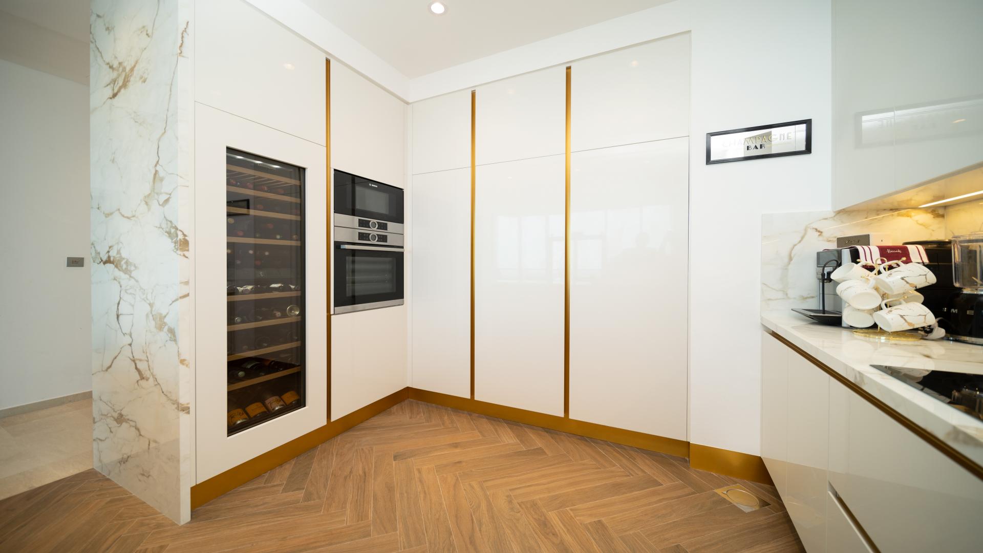 Modern kitchen in fully renovated 2-bed apartment, Oceana, Palm Jumeirah, for sale