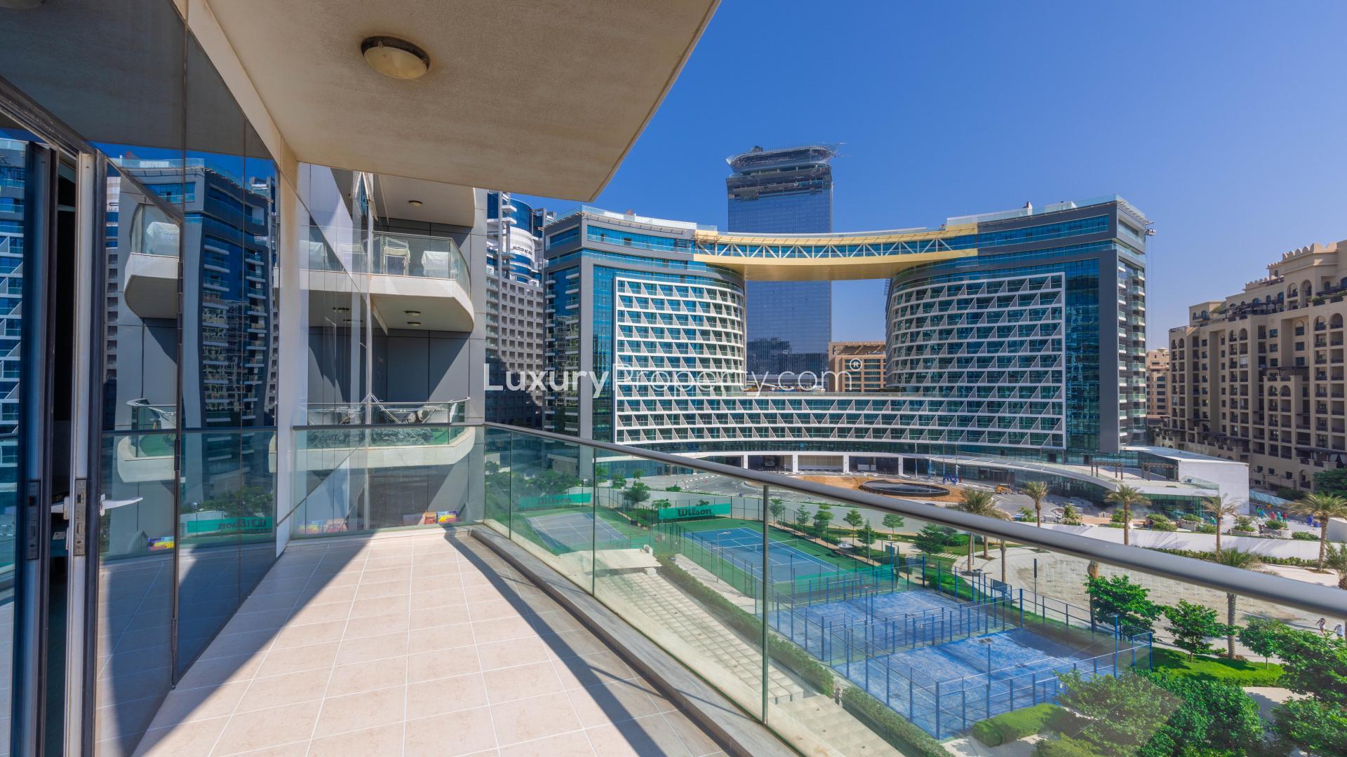 Luxurious furnished living and dining area in Palm Jumeirah apartment, Oceana community