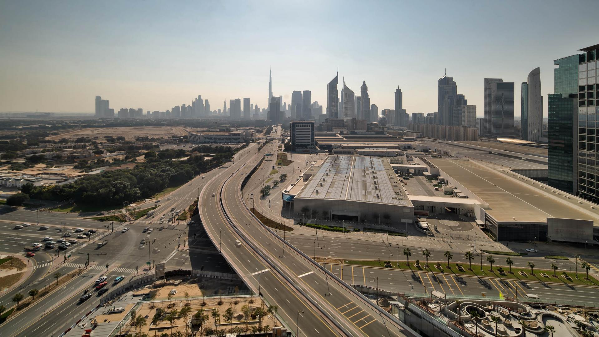 Skyline view from One&Only Private Homes Zabeel, showcasing Dubai's iconic architecture and roads