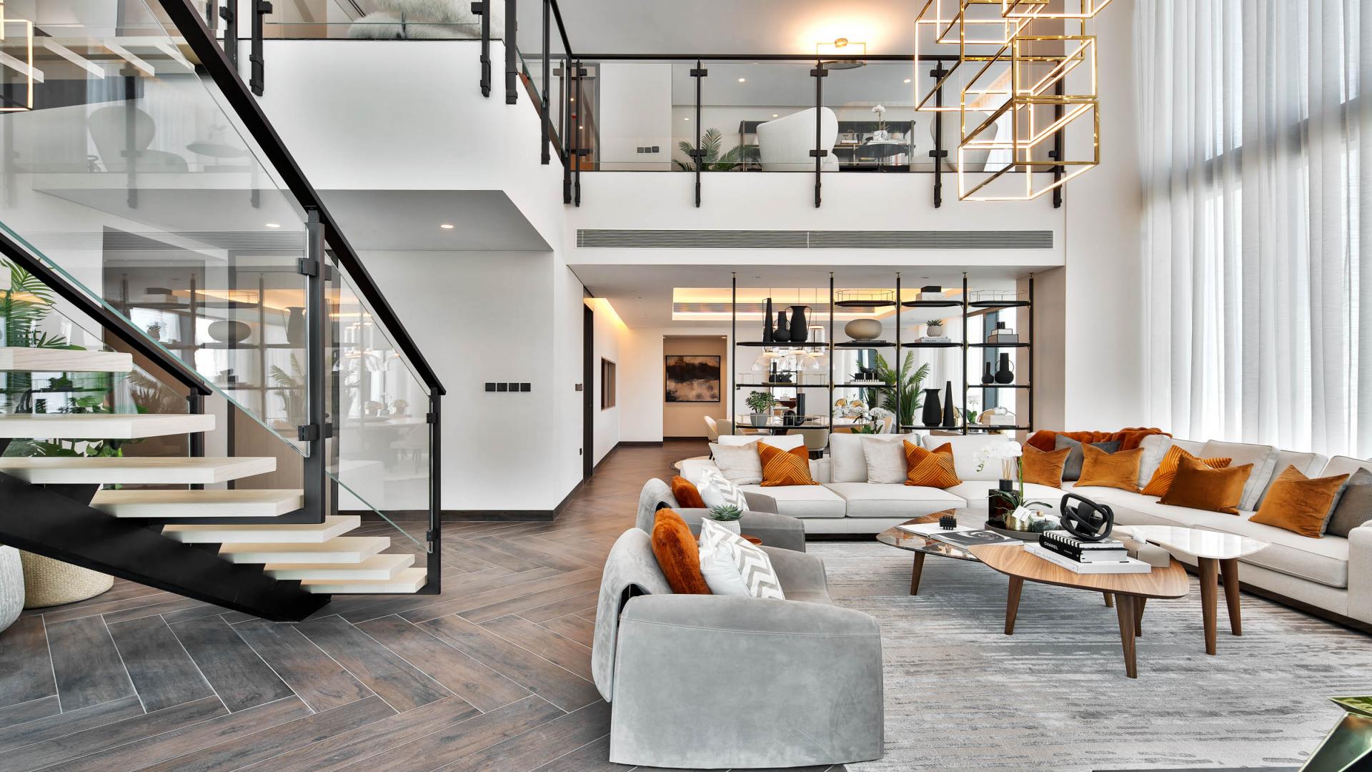 Luxurious duplex living room with modern decor in Zabeel 1, Dubai Frame view apartment