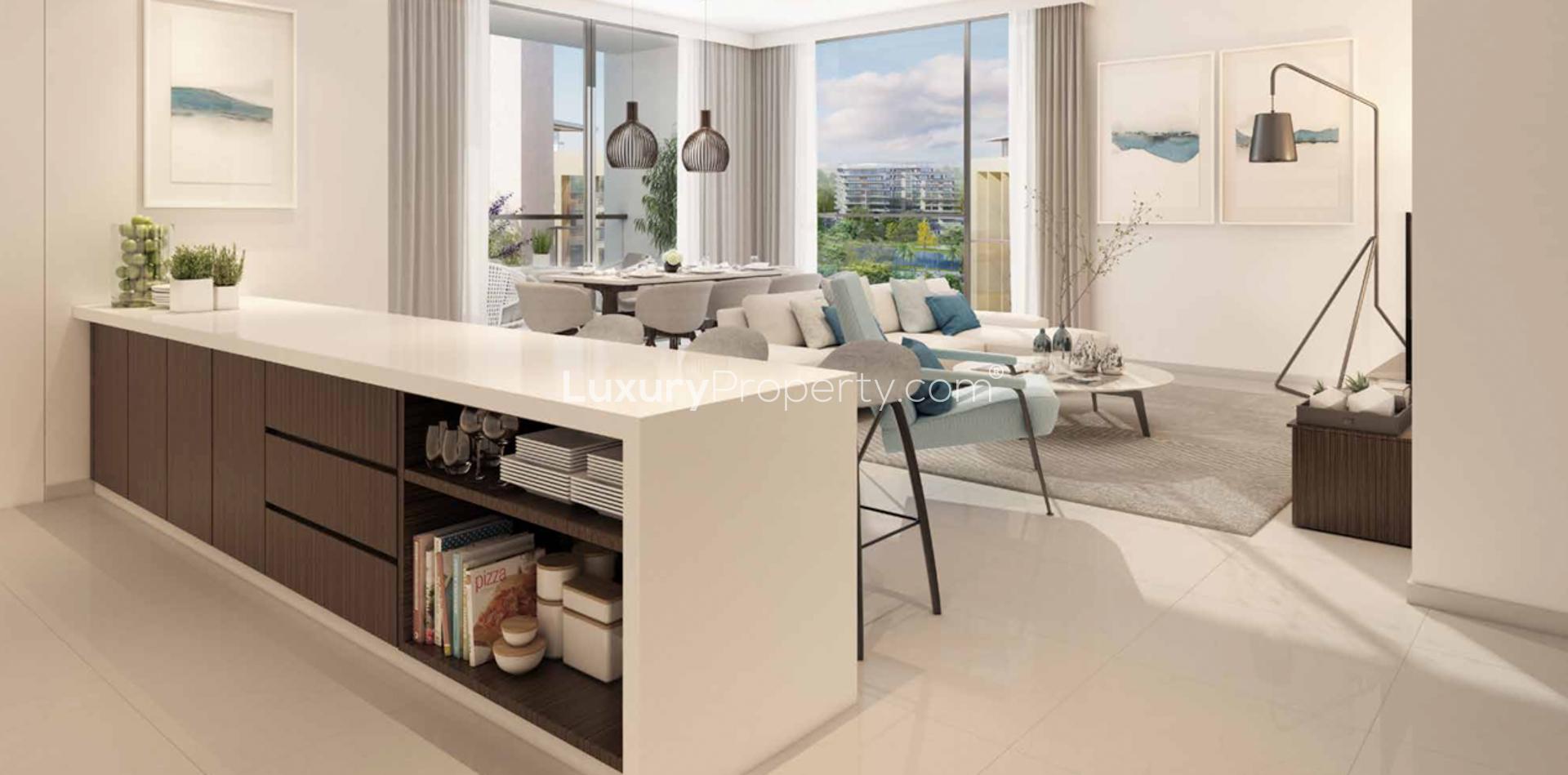 Stylish open-plan living area in Park Point apartment, Dubai Hills Estate