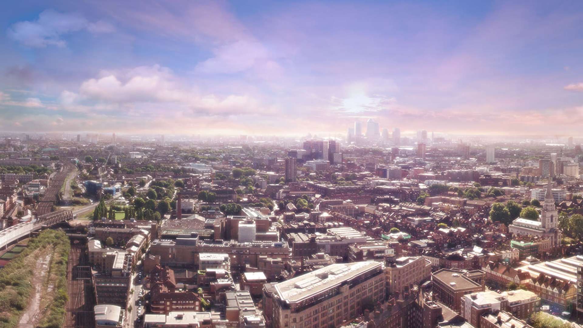 London skyline view from Principal Tower apartment, Shoreditch, highlighting iconic architecture