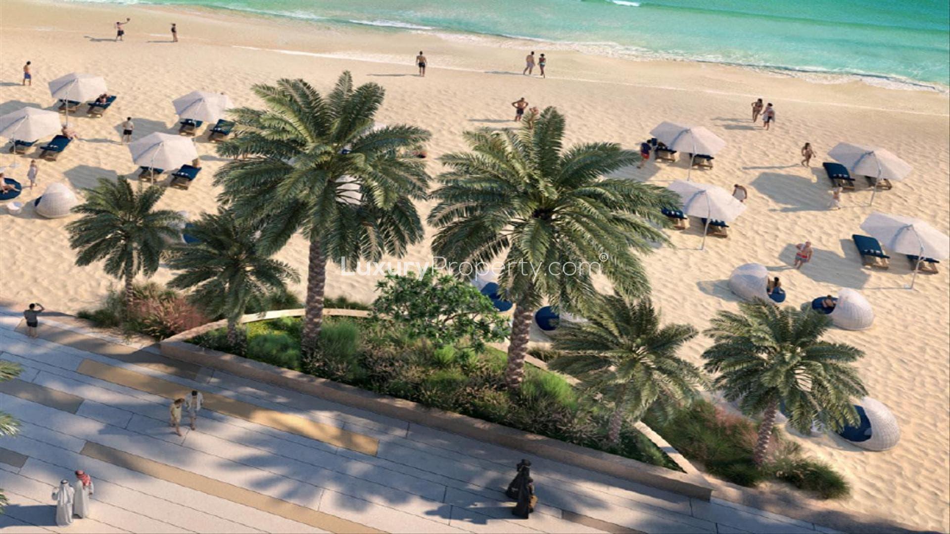 Modern living and dining area in Beachgate by Address, Emaar Beachfront apartment, Dubai Harbour