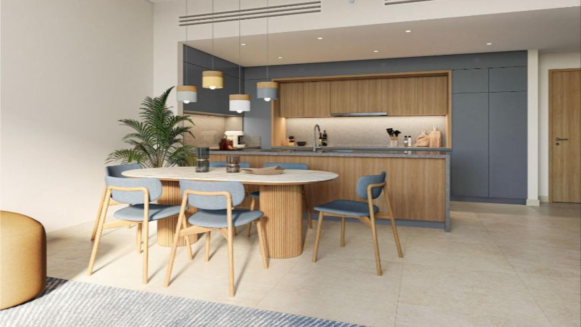 Modern bedroom in Dubai Design District apartment with city view and stylish decor